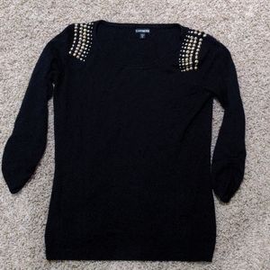 Black sweater with gold studs